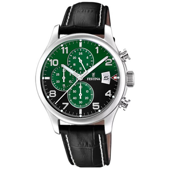 Orologio Uomo Festina Acciaio Cronografo Nero Verde Data F20375/7